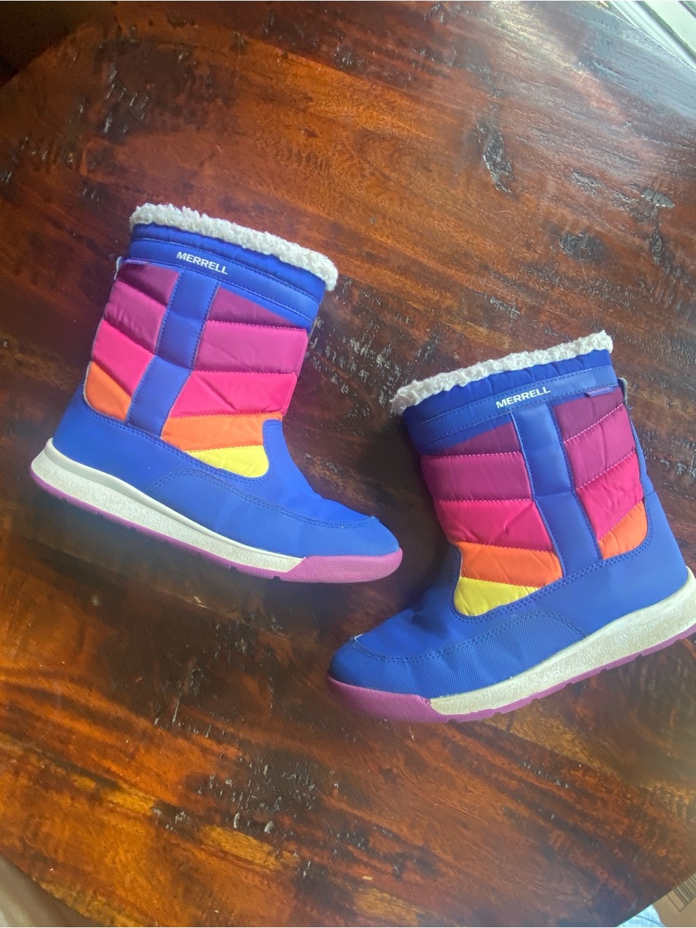 Merrell Kids Alpine Puffer Waterproof Boot youth 4 rainbow waterproof insulation
